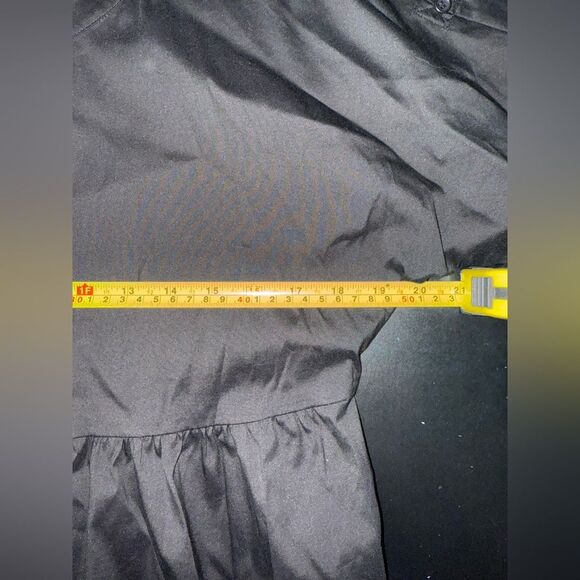 Theory Black Peplum Style 3/4 Sleeve Button Down peasant Top Size Medium EUC - Picture 7 of 8